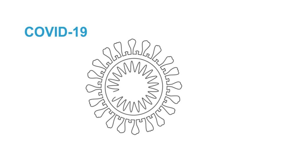 Coronavírus em representação gráfica, detalhando sua forma de coroa. 